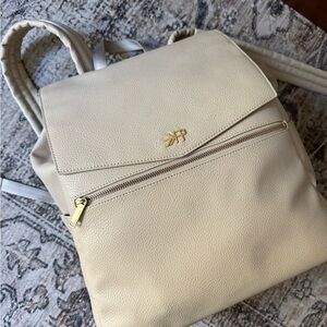 Freshly Picked Cream Diaper Bag Backpack with Gold Accent